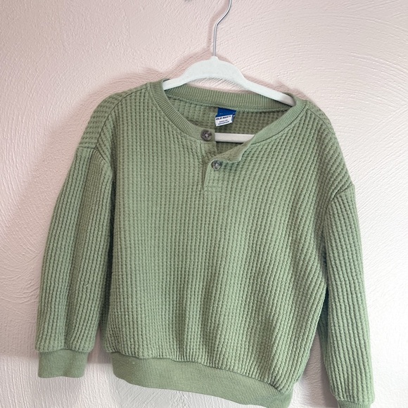 Green Waffle Knit Sweater - Picture 1 of 3